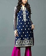 Blue/Pink Crinkle Chiffon Suit- Pakistani Formal Designer Dress