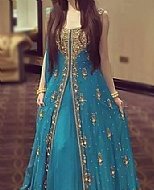 Blue Crinkle Chiffon Suit- Pakistani Party Wear Dress