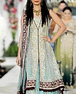 Silver/Turquoise Chiffon Suit- Pakistani Wedding Dress