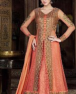 Peach Crinkle Chiffon Suit- Pakistani Bridal Dress