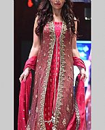 Carrot Pink Chiffon Suit- Pakistani Party Wear Dress