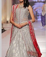 Grey/Red Chiffon Suit- Pakistani Wedding Dress