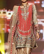 Golden/Carrot Chiffon Suit- Pakistani Formal Designer Dress