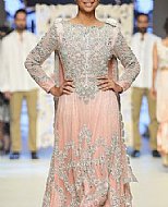 Peach/Silver Chiffon Suit- Pakistani Formal Designer Dress