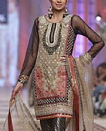 Black/Beige Chiffon Suit- Pakistani Party Wear Dress