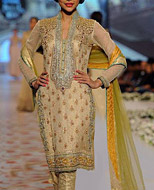 Golden Chiffon Suit- Pakistani Party Wear Dress