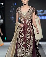 Burgundy Chiffon Suit- Pakistani Formal Designer Dress