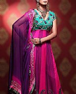 Pink/Indigo Chiffon Suit- Pakistani Party Wear Dress