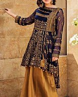 Blue/Golden Chiffon Suit- Pakistani Formal Designer Dress