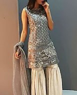 Grey/Off-white Chiffon Suit- Pakistani Bridal Dress