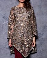 Grey/Maroon Chiffon Suit- Pakistani Party Wear Dress