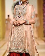 Peach/Red Chiffon Suit- Pakistani Formal Designer Dress