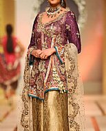 Plum/Golden Chiffon Suit- Pakistani Party Wear Dress