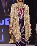 Golden/Indigo Chiffon Suit- Pakistani Formal Designer Dress