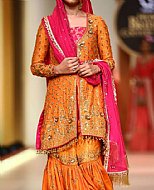 Orange Crinkle Chiffon Suit- Pakistani Party Wear Dress