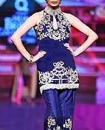 Blue Silk Suit- Pakistani Formal Designer Dress