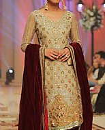 Golden Crinkle Chiffon Suit- Pakistani Formal Designer Dress