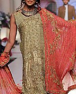 Golden/Carrot Chiffon Suit- Pakistani Formal Designer Dress