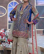 Blue/Beige Chiffon Suit- Pakistani Wedding Dress