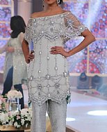 Silver Chiffon Suit- Pakistani Party Wear Dress