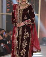 Maroon Velvet Suit- Pakistani Formal Designer Dress