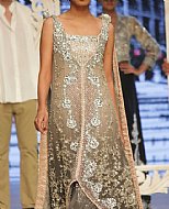 Tan Crinkle Chiffon Suit- Pakistani Formal Designer Dress
