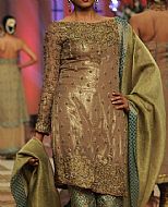 Beige/Pistachio Silk Suit- Pakistani Party Wear Dress