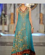 Turquoise Chiffon Suit- Pakistani Party Wear Dress