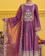 Anamta Purple Cotton Satin Suit- Pakistani Designer Chiffon Suit