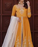 Mustard Cotton Satin Suit- Pakistani Designer Chiffon Suit
