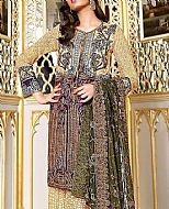 Asim Jofa Ivory/Olive Lawn Suit- Pakistani Designer Lawn Suits