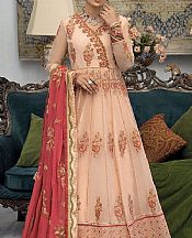 Peach Organza Suit- Pakistani Designer Chiffon Suit