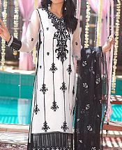 Asim Jofa Off-white/Black Organza Suit- Pakistani Designer Chiffon Suit