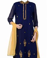 Navy Blue Chiffon Suit- Indian Semi Party Dress