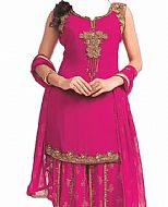 Hot Pink Chiffon Suit- Indian Semi Party Dress