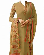 Olive Georgette Suit- Indian Semi Party Dress