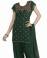 Bottle Green Chiffon Suit- Indian Dress