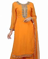 Orange Chiffon Suit- Indian Semi Party Dress