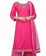 Hot Pink Chiffon Suit- Indian Semi Party Dress