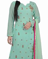 Light Turquoise Chiffon Suit- Indian Semi Party Dress