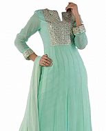 Light Turquoise Chiffon Suit- Indian Semi Party Dress