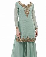 Light Grey Chiffon Suit- Indian Semi Party Dress