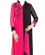 Pink/Black Chiffon Suit- Indian Semi Party Dress