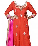 Orange Chiffon Suit- Indian Semi Party Dress