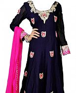 Navy Blue Silk Suit- Indian Semi Party Dress