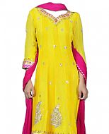 Yellow Chiffon Suit- Indian Semi Party Dress