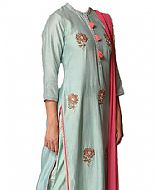 Light Grey Silk Suit- Indian Semi Party Dress