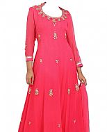 Hot Pink Chiffon Suit- Indian Semi Party Dress