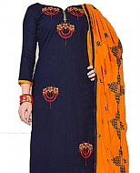 Navy/Mustard Georgette Suit- Indian Semi Party Dress