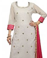 Off-white Chiffon Suit- Indian Semi Party Dress